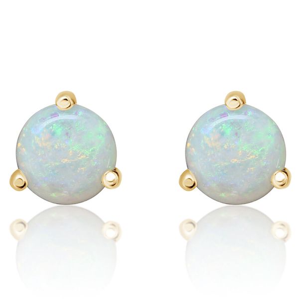 Yellow Gold Calibrated Light Opal Earrings John E. Koller Jewelry Designs Owasso, OK