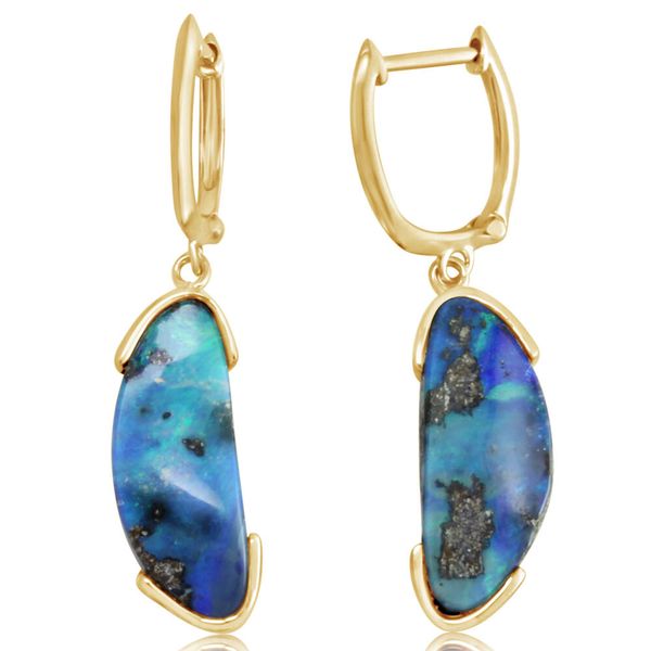 Yellow Gold Boulder Opal Earrings Mar Bill Diamonds and Jewelry Belle Vernon, PA
