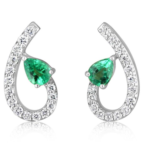 White Gold Emerald Earrings John E. Koller Jewelry Designs Owasso, OK