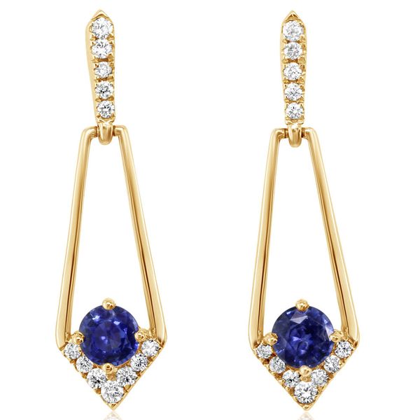 Yellow Gold Sapphire Earrings John E. Koller Jewelry Designs Owasso, OK