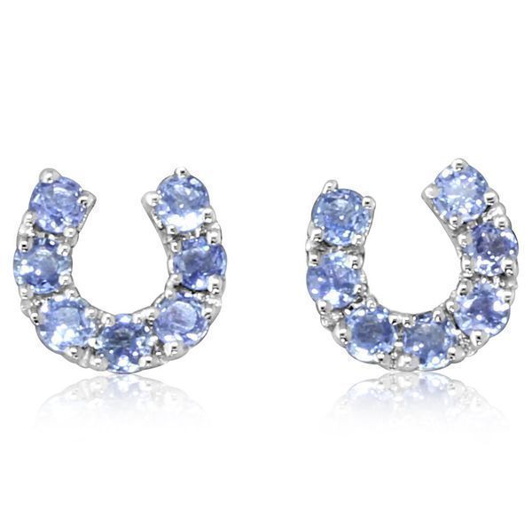 White Gold Yogo Sapphire Earrings Rick's Jewelers California, MD