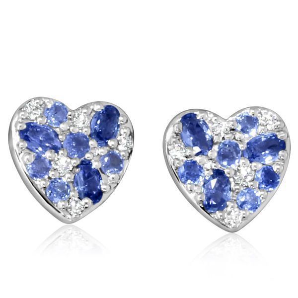 White Gold Yogo Sapphire Earrings Timmreck & McNicol Jewelers McMinnville, OR