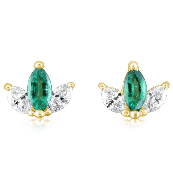 Yellow Gold Emerald Earrings Blue Marlin Jewelry, Inc. Islamorada, FL