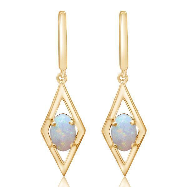 Yellow Gold Calibrated Light Opal Earrings Daniel Jewelers Brewster, NY