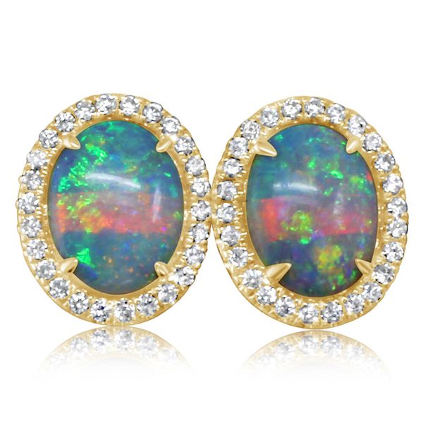 Yellow Gold Calibrated Light Opal Earrings Daniel Jewelers Brewster, NY