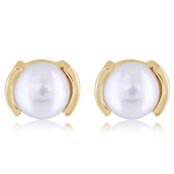 Yellow Gold Cultured Pearl Earrings