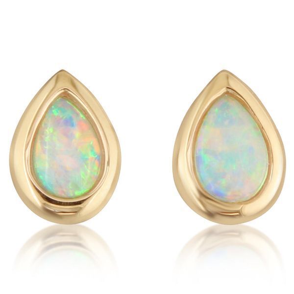 Yellow Gold Calibrated Light Opal Earrings Midtown Diamonds Reno, NV
