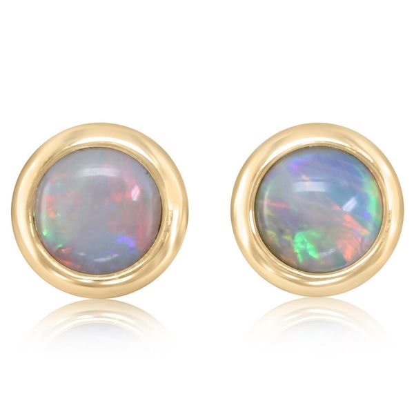 Yellow Gold Calibrated Light Opal Earrings Ask Design Jewelers Olean, NY