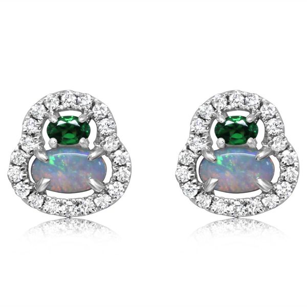 White Gold Calibrated Light Opal Earrings Timmreck & McNicol Jewelers McMinnville, OR