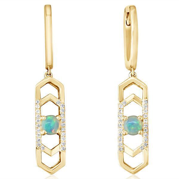 Yellow Gold Calibrated Light Opal Earrings Parris Jewelers Hattiesburg, MS