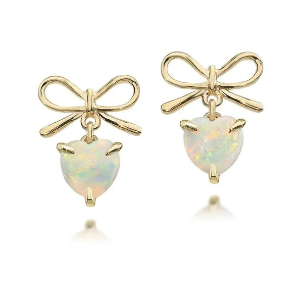 Yellow Gold Calibrated Light Opal Earrings
