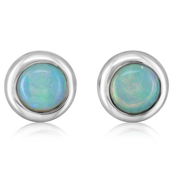 White Gold Calibrated Light Opal Earrings Priddy Jewelers Elizabethtown, KY