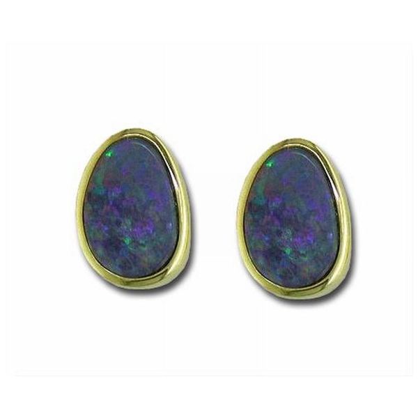 Yellow Gold Opal Doublet Earrings Brynn Marr Jewelers Jacksonville, NC