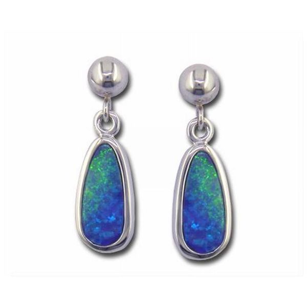 White Gold Opal Doublet Earrings Daniel Jewelers Brewster, NY