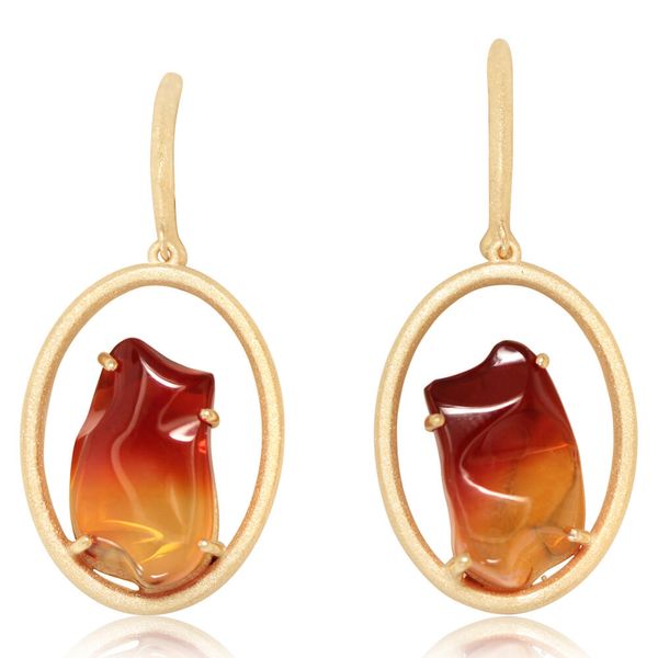 Yellow Gold Fire Opal Earrings Cravens & Lewis Jewelers Georgetown, KY