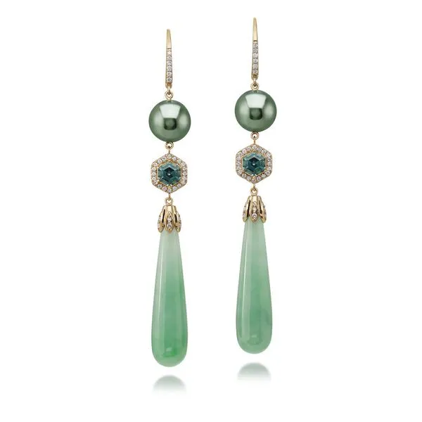 Yellow Gold Jade Earrings