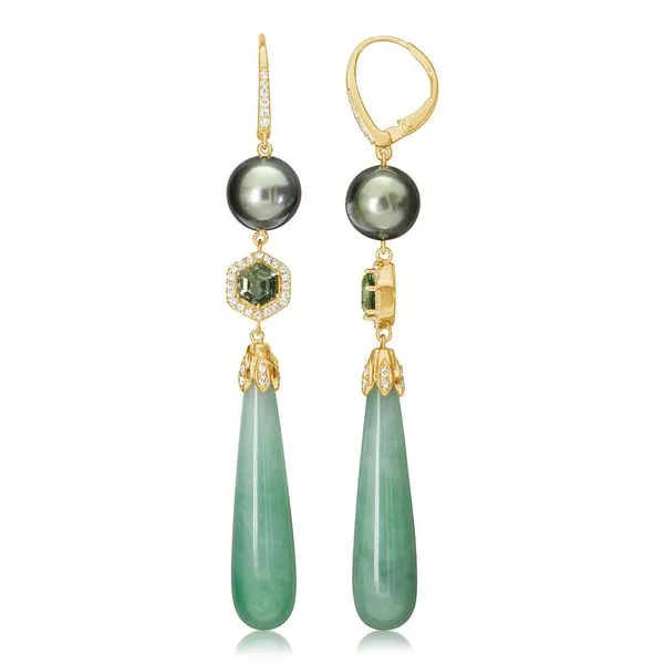 Yellow Gold Jade Earrings