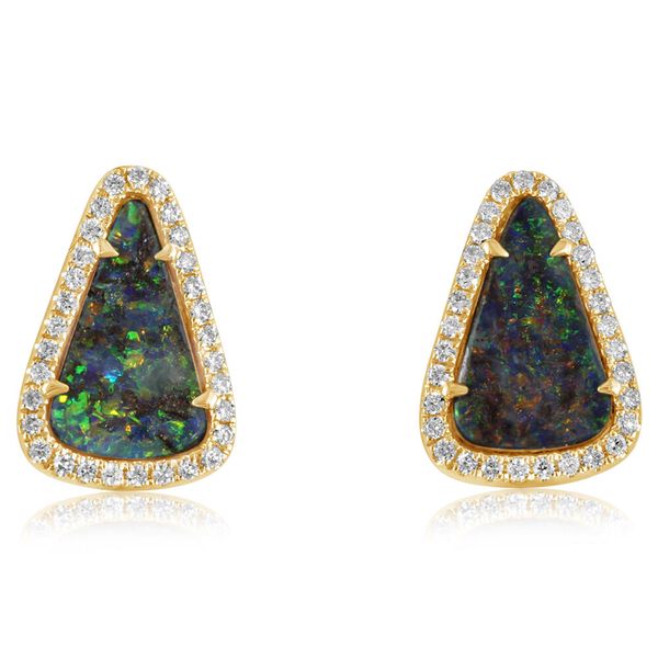 Yellow Gold Boulder Opal Earrings H. Brandt Jewelers Natick, MA