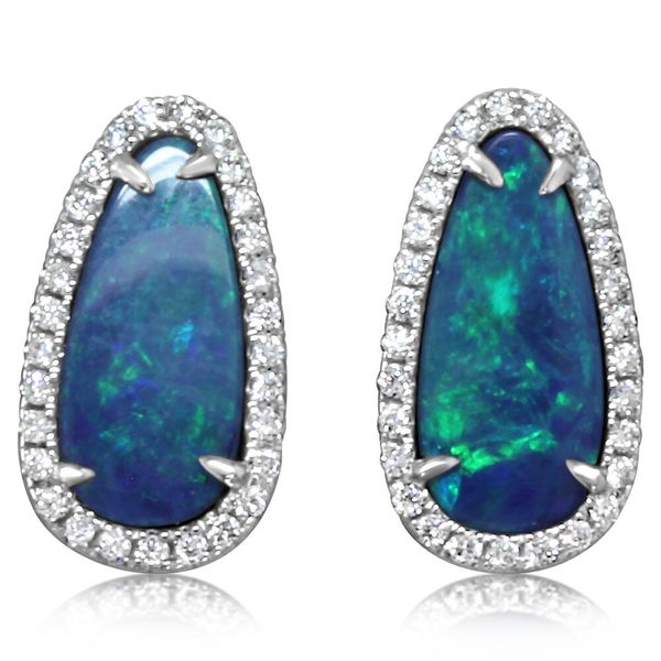 White Gold Opal Doublet Earrings Conti Jewelers Endwell, NY