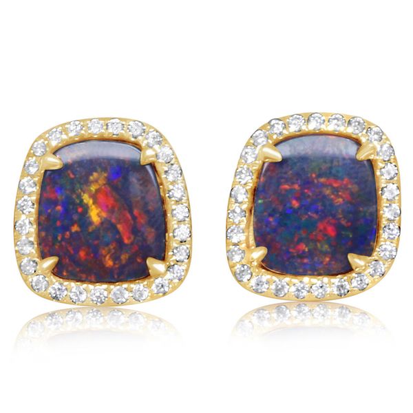 Yellow Gold Opal Doublet Earrings Roberts Jewelers Jackson, TN