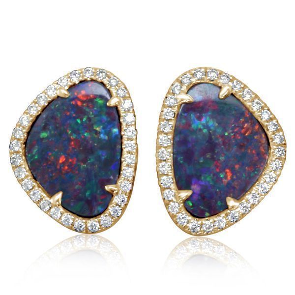 Yellow Gold Opal Doublet Earrings Daniel Jewelers Brewster, NY