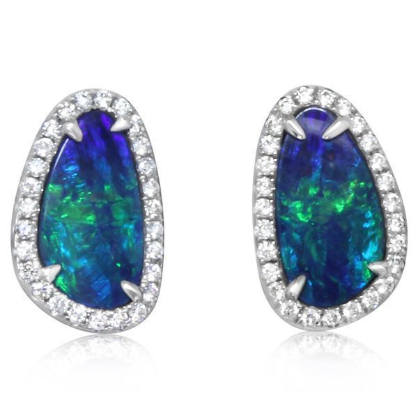 White Gold Opal Doublet Earrings Towne & Country Jewelers Westborough, MA