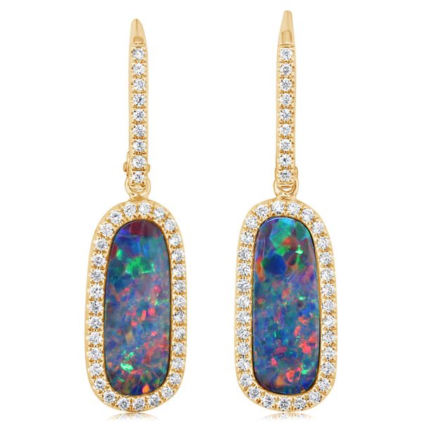 Yellow Gold Opal Doublet Earrings Rick's Jewelers California, MD
