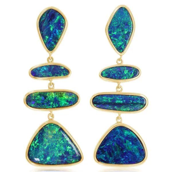 Yellow Gold Opal Doublet Earrings