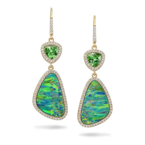Yellow Gold Opal Doublet Earrings