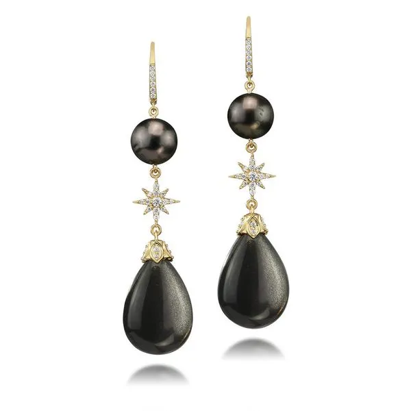 Yellow Gold Moonstone Earrings