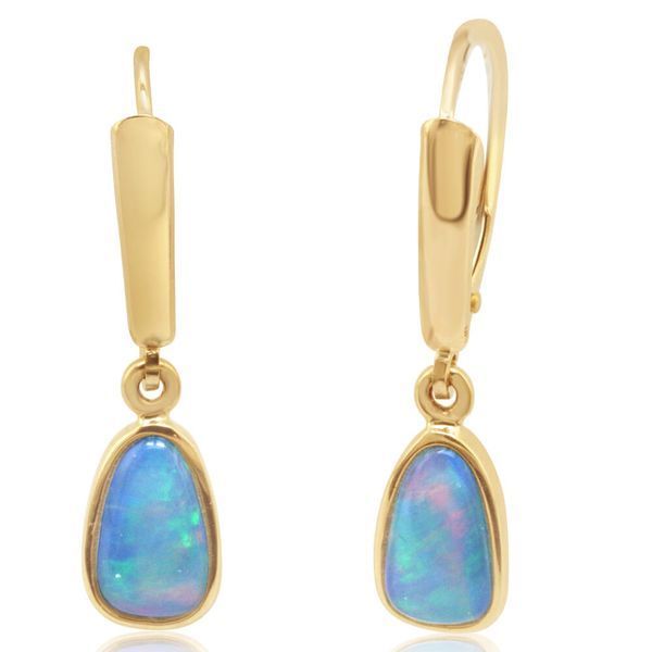 Yellow Gold Natural Light Opal Earrings Ken Walker Jewelers Gig Harbor, WA