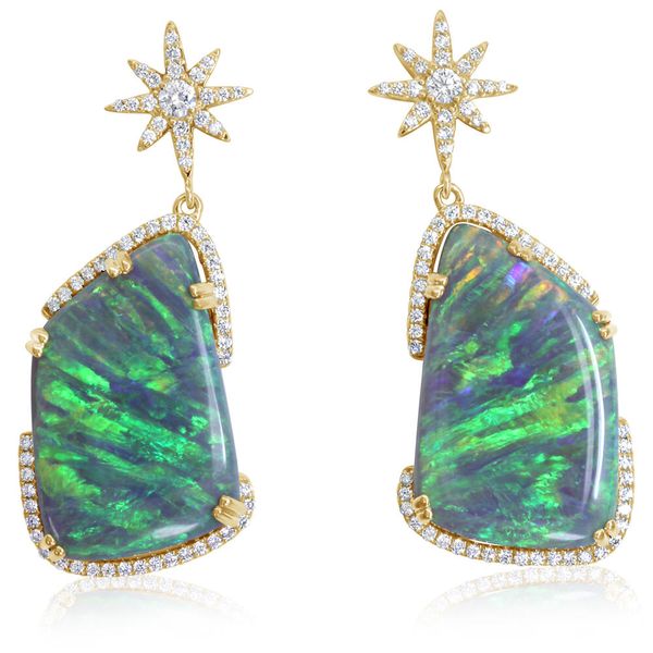 Yellow Gold Black Opal Earrings Ask Design Jewelers Olean, NY