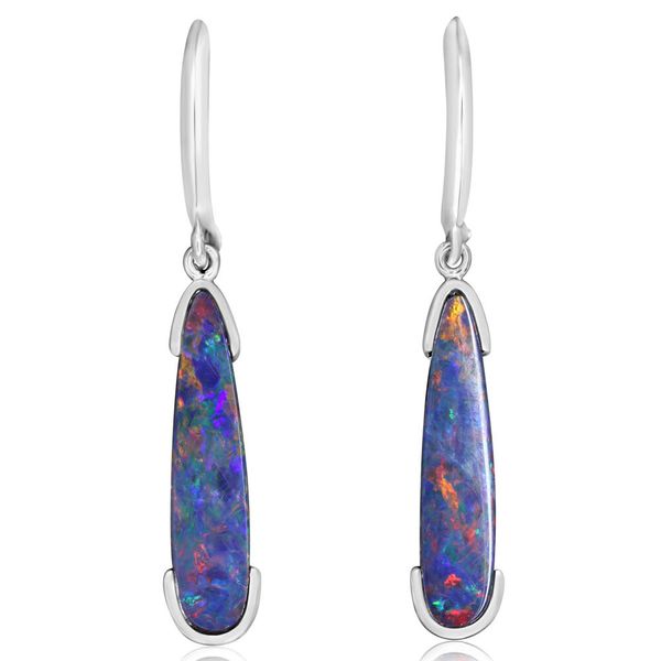 White Gold Opal Doublet Earrings Image 2 Rick's Jewelers California, MD
