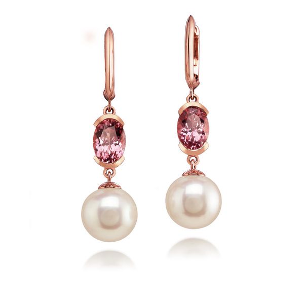 Rose Gold Cultured Pearl Earrings Morrison Smith Jewelers Charlotte, NC
