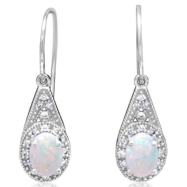 White Gold Calibrated Light Opal Earrings Conti Jewelers Endwell, NY
