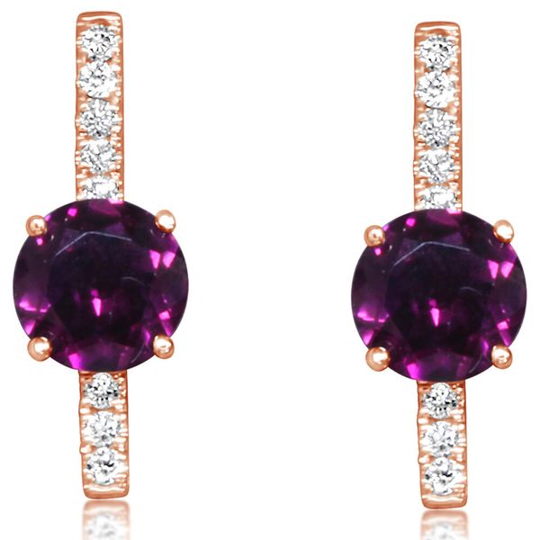 Rose Gold Rhodolite Garnet Earrings Timmreck & McNicol Jewelers McMinnville, OR