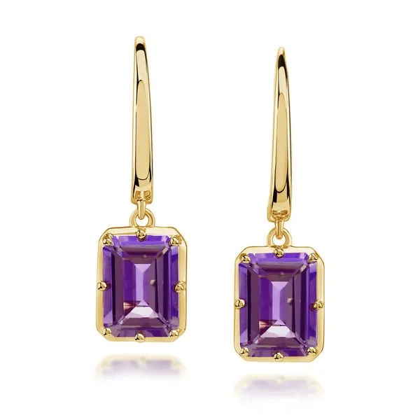 Yellow Gold Amethyst Earrings