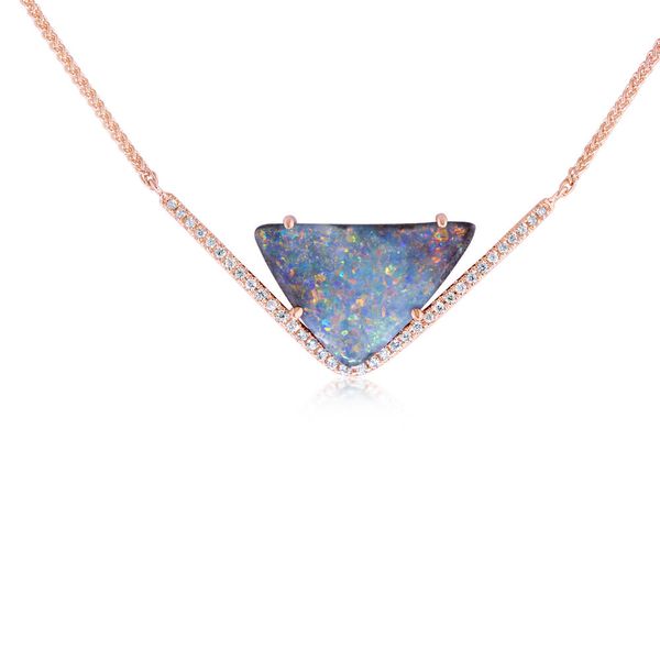 Rose Gold Boulder Opal Necklace Rick's Jewelers California, MD