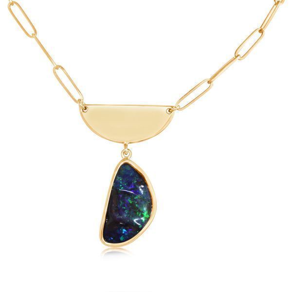 Yellow Gold Boulder Opal Necklace Ask Design Jewelers Olean, NY
