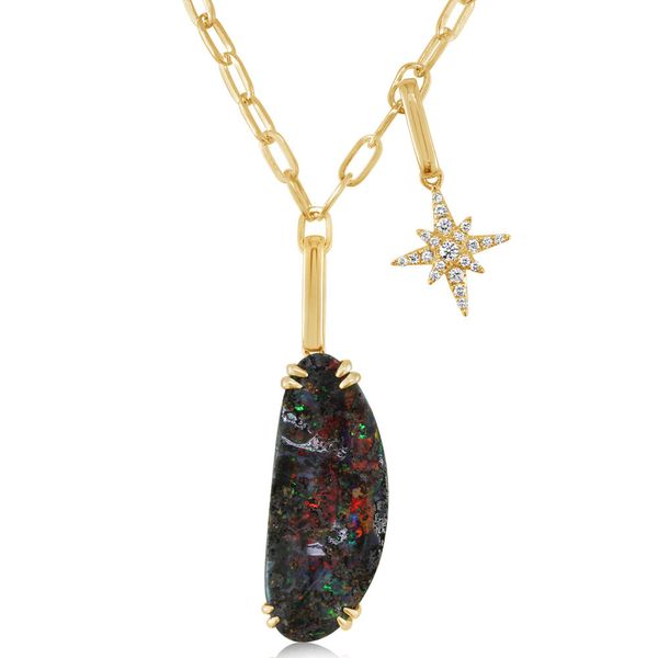 Yellow Gold Boulder Opal Necklace Vail Creek Jewelry Designs Turlock, CA