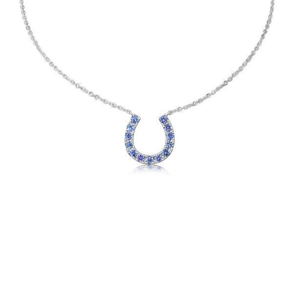 White Gold Yogo Sapphire Necklace Tom Poe Diamonds Enumclaw, WA