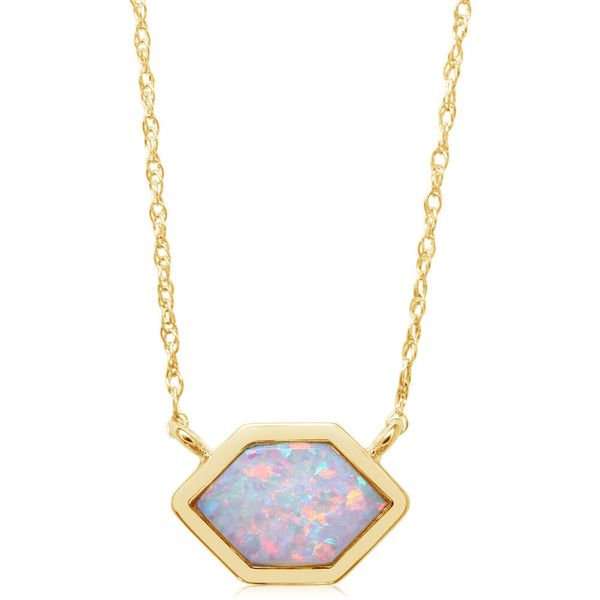 14K Yellow Gold Trillion Opal Pendant with Emerald and Yellow Sapphire -  Dianna Rae Jewelry