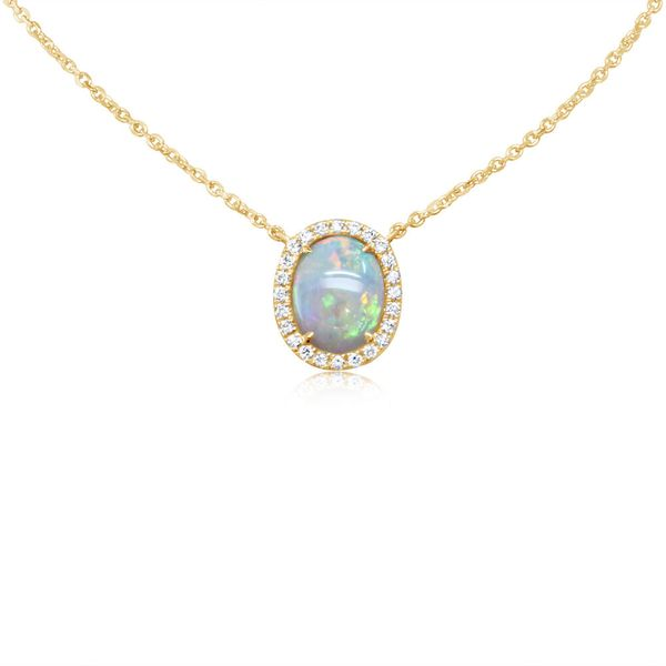Albert`s Sterling Silver Opal and Diamond Circle Necklace P6785-OCT-OL-SS