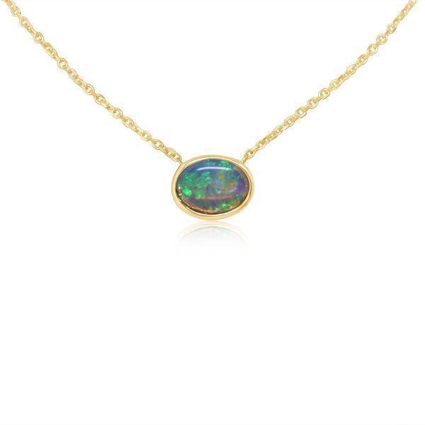 Yellow Gold Calibrated Light Opal Necklace Mitchell's Jewelry Norman, OK
