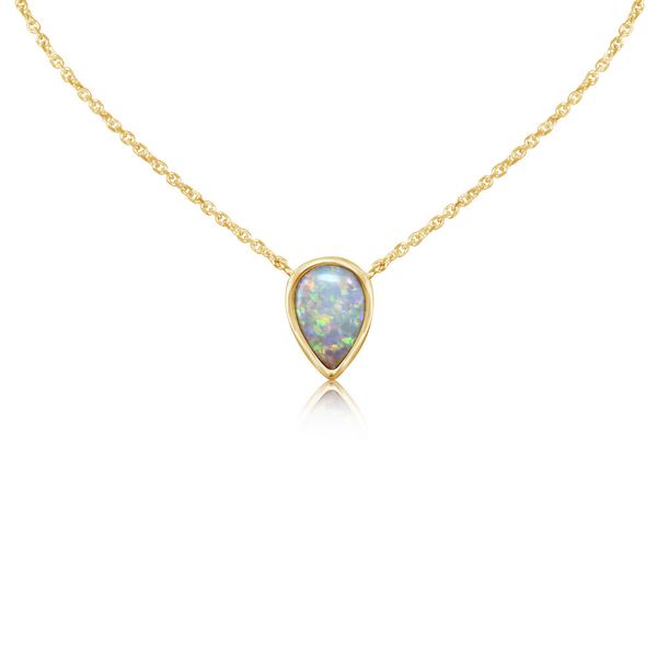 Yellow Gold Calibrated Light Opal Necklace Blue Heron Jewelry Company Poulsbo, WA