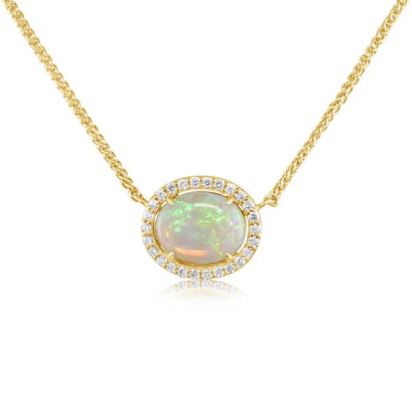 Yellow Gold Calibrated Light Opal Necklace Timmreck & McNicol Jewelers McMinnville, OR