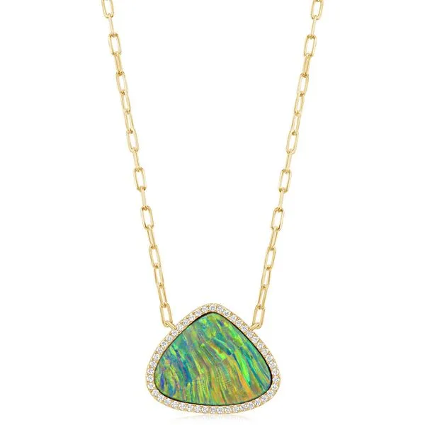 Yellow Gold Opal Doublet Necklace