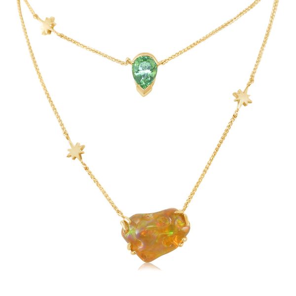 Yellow Gold Fire Opal Necklace Leslie E. Sandler Fine Jewelry and Gemstones rockville , MD