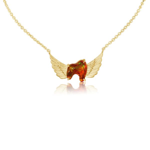 Yellow Gold Fire Opal Necklace Ken Walker Jewelers Gig Harbor, WA