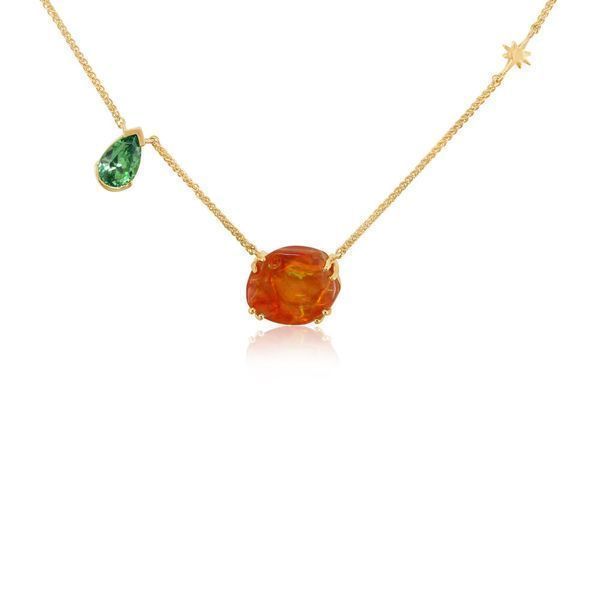 Yellow Gold Fire Opal Necklace Cravens & Lewis Jewelers Georgetown, KY